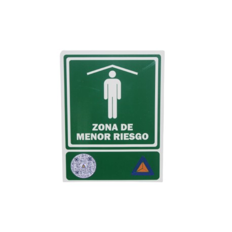 SEÑAL INTERACTIVA (QR) ZONA DE MENOR RIESGO 20X26 CM
